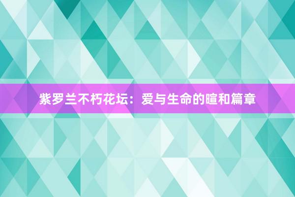 紫罗兰不朽花坛：爱与生命的暄和篇章